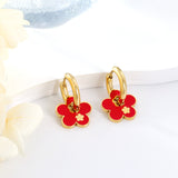 Nouveau Cercle 2.5x15mm avec boucles d'oreilles en fleur de prunier rouge