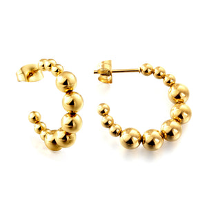 New Open Semicircle Size Steel Ball Earrings For Women