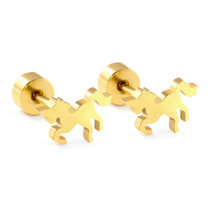 2023 New Fashion Children's Screw Plug Horse-shaped Stud Earrings