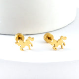 2023 New Fashion Children's Screw Plug Horse-shaped Stud Earrings