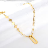 New Rhombus Cutout Accessories + 5 Square Accessories Necklace