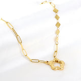 New Fashion Peach Blossom Hollow Accessory + 5 Square Accessory Necklaces