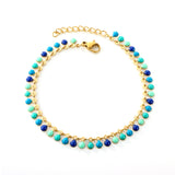 New 18+3cm Deep and Light Blue Red Green Purple Round Drip Oil  Bracelet