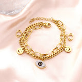 New Fashion 2 Smiley Faces + 2 Hollow Eyes + 1 Eye With Mixed Color Diamond Accessories Bracelet