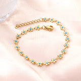 New Fashion Peach Blossom Blue Oil Drip Bracelet For Women