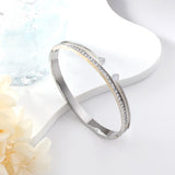 2023 New Fashion Steel Color With Diamonds Hard Bracelet