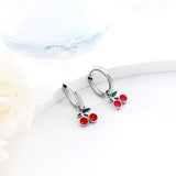 New 1.6x11mm Circle With Red Cherry Earrings