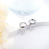 2023 New 1.6x11mm Circle with Moon+Star Earrings