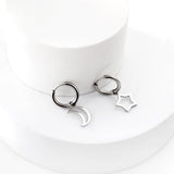 2023 New 1.6x11mm Circle with Moon+Star Earrings