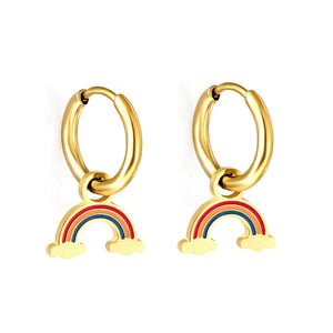 Nouveau Cercle 1.6x11mm avec boucles d'oreilles arc-en-ciel de couleurs mélangées