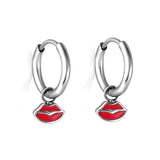 Nuevo Pendientes circulares con labios rojos de 1,6x11mm para mujer