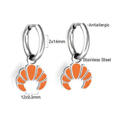 Nouveau Boucles d'oreilles cercle avec croissant Orange 1.6x11mm