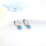 New 1.6x11mm Circle With Blue Butterfly Earrings