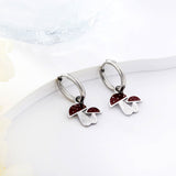 New 1.6x11mm Circle With Red Mushroom Earrings