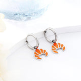 New 1.6x11mm Circle With Orange Croissant Earrings