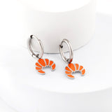 New 1.6x11mm Circle With Orange Croissant Earrings