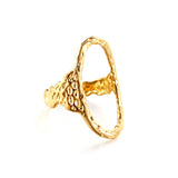 2023 New Fashion Stainless Steel 18k Gold Plated Oval Shape Ring For Women