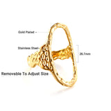 2023 New Fashion Stainless Steel 18k Gold Plated Oval Shape Ring For Women