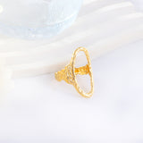 2023 New Fashion Stainless Steel 18k Gold Plated Oval Shape Ring For Women