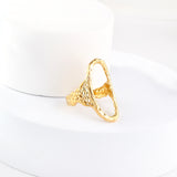 2023 New Fashion Stainless Steel 18k Gold Plated Oval Shape Ring For Women