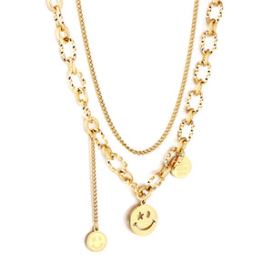 Three Round Accessories Pendant+With Chain Double Chain Necklace