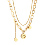 Three Round Accessories Pendant+With Chain Double Chain Necklace