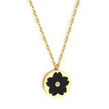 New Fashion Round Black and White Shell Pendant with Diamond Necklace