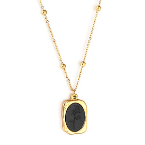 Collier avec pendentif rectangulaire en forme de Rose d'huile noire, nouveauté 2023