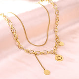 Three Round Accessories Pendant+With Chain Double Chain Necklace