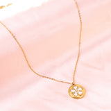 New Fashion Round White Shell Pendant with Diamond Necklace