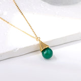 Collier pendentif pierre précieuse verte