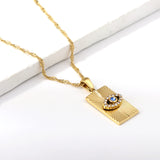 Medal inlaid eye pendant necklace