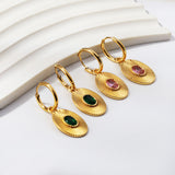 Inlaid pink/Green  CZ drop earring