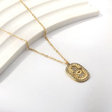 Hand pendant necklace with medal set zirconia