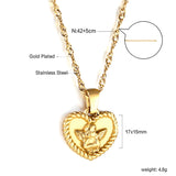 Engraved Angel Baby Heart Pendant Necklace