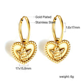 Engraved angel baby heart earrings