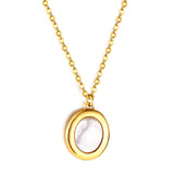 Collier plaqué or 18 carats avec pendentif coquillage blanc