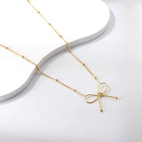 18K gold-plated bow pendant necklace