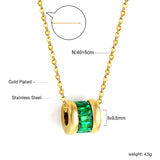 18K gold plated green CZ pendant necklace