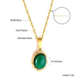 18K gold plated green gemstone pendant necklace