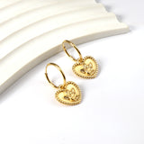 Engraved angel baby heart earrings