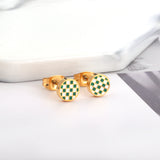 Round Mixed Color Cut Stud Earrings