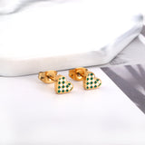 Heart Shape Mixed Color Cut Stud Earrings