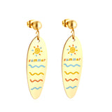 Stainless Steel Half Bead With Oval Sunshine Sea Mixed Color Earrings