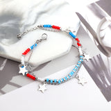 Mixed Color Bead Chain+5 Star Double Bracelet