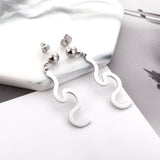 Stainless Steel Half Side Steel Ball Brushed Snake Earrings