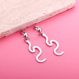 Stainless Steel Half Side Steel Ball Brushed Snake Earrings