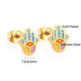 Stainless Steel Palm Mixed Color Cut Stud Earrings