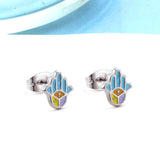 Stainless Steel Palm Mixed Color Cut Stud Earrings