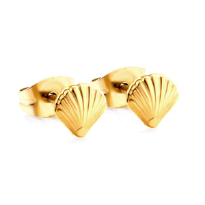 Stainless Steel Shell Cut Stud Earrings